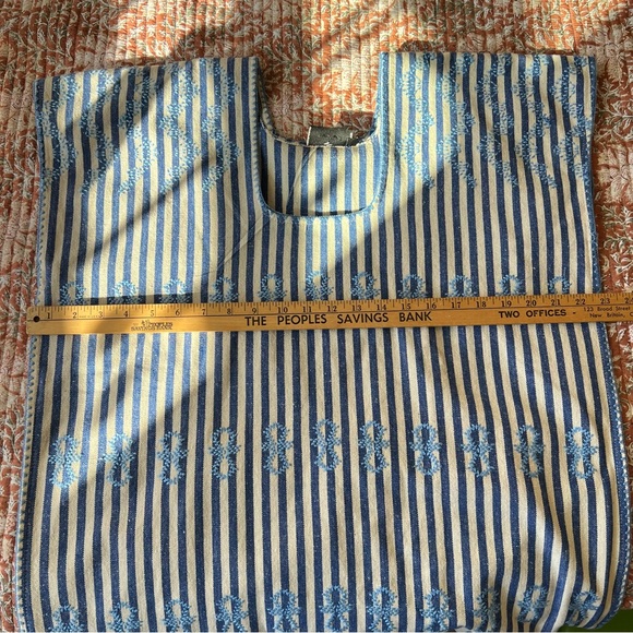TUCKERNUCK sz XS NWOT Blue Stripe Mini Sullivan Embroidered Canvas Caftan - Picture 8 of 12